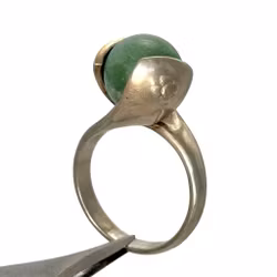Vintage sølvring med grønn jade