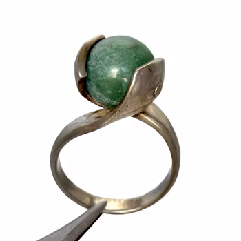 Vintage Silver ring med grön jade