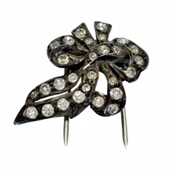 Antik silver klänningsklipp Brosch från 1920-talet