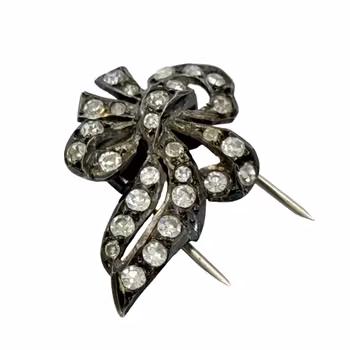 Antik silver klänningsklipp Brosch från 1920-talet