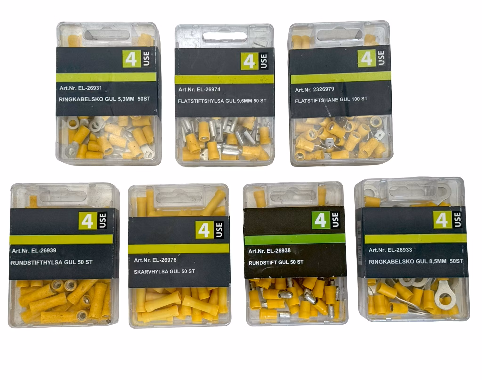 23 boîtes 4 USE, EL 2000 pièces Anneau de cosse de câble etc.