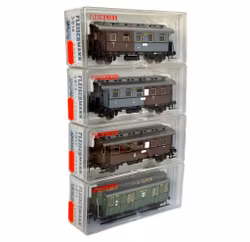 4 piezas, Fleischmann 5811, 5812, 5813, 5814, escala H0, vagones de ferrocarril en miniatura