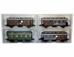 4 piezas, Fleischmann 5811, 5812, 5813, 5814, escala H0, vagones de ferrocarril en miniatura