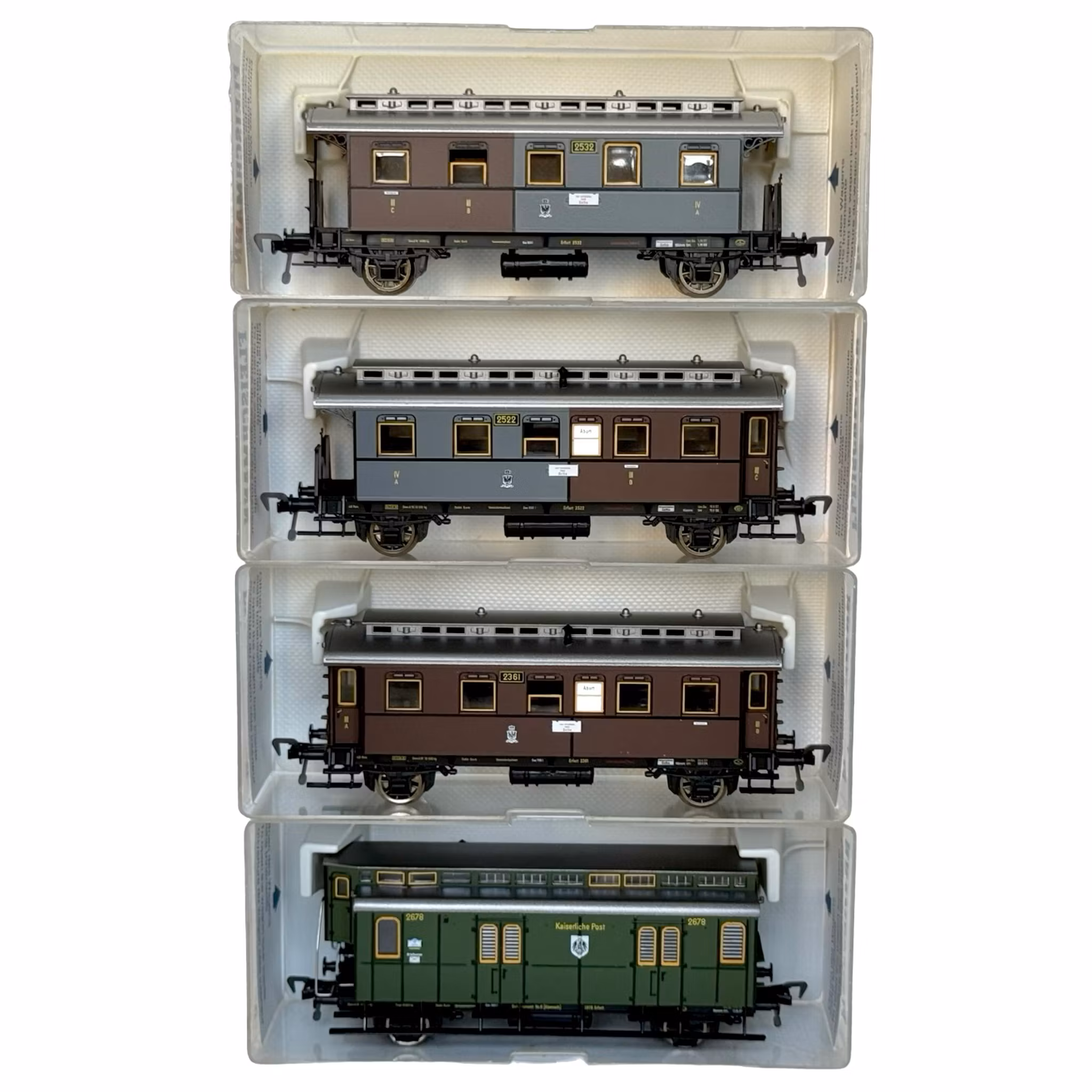 4 piezas, Fleischmann 5811, 5812, 5813, 5814, escala H0, vagones de ferrocarril en miniatura