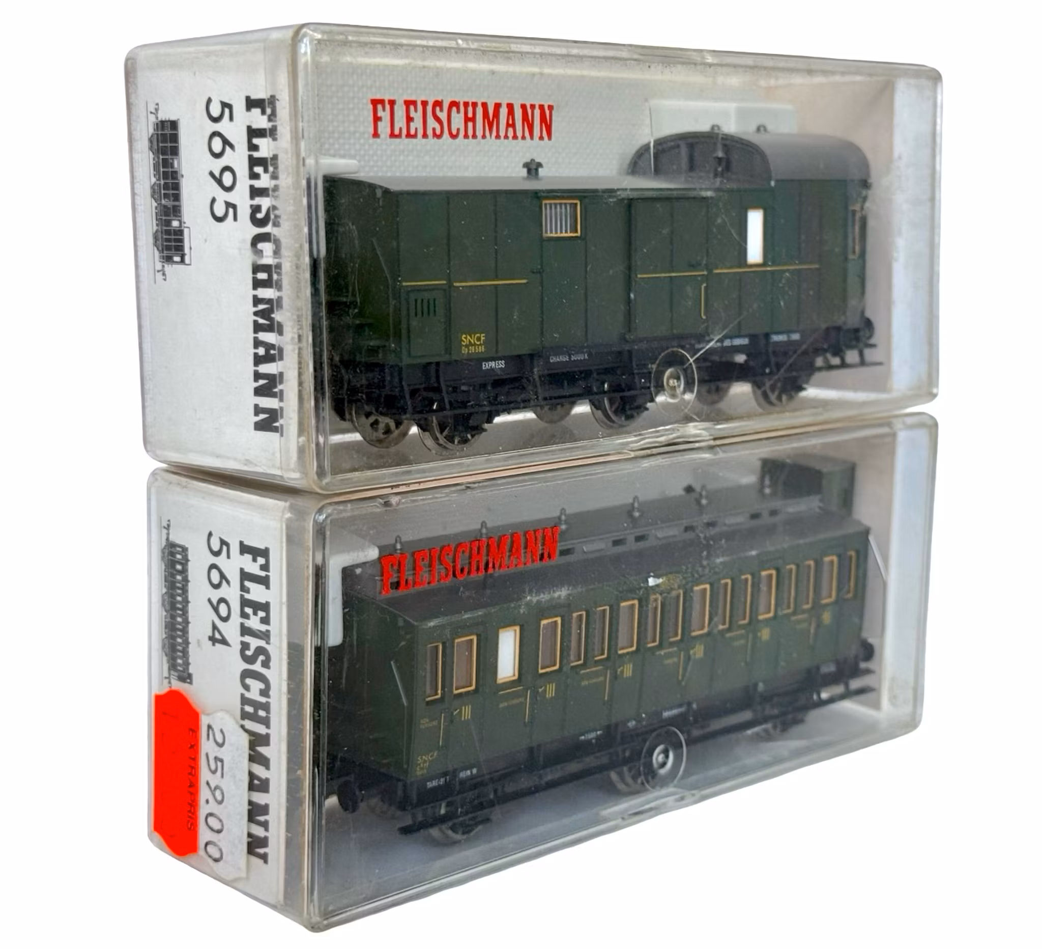 2 stk., Fleischmann 5694, 5695 H0 skala, Modeltogvogne