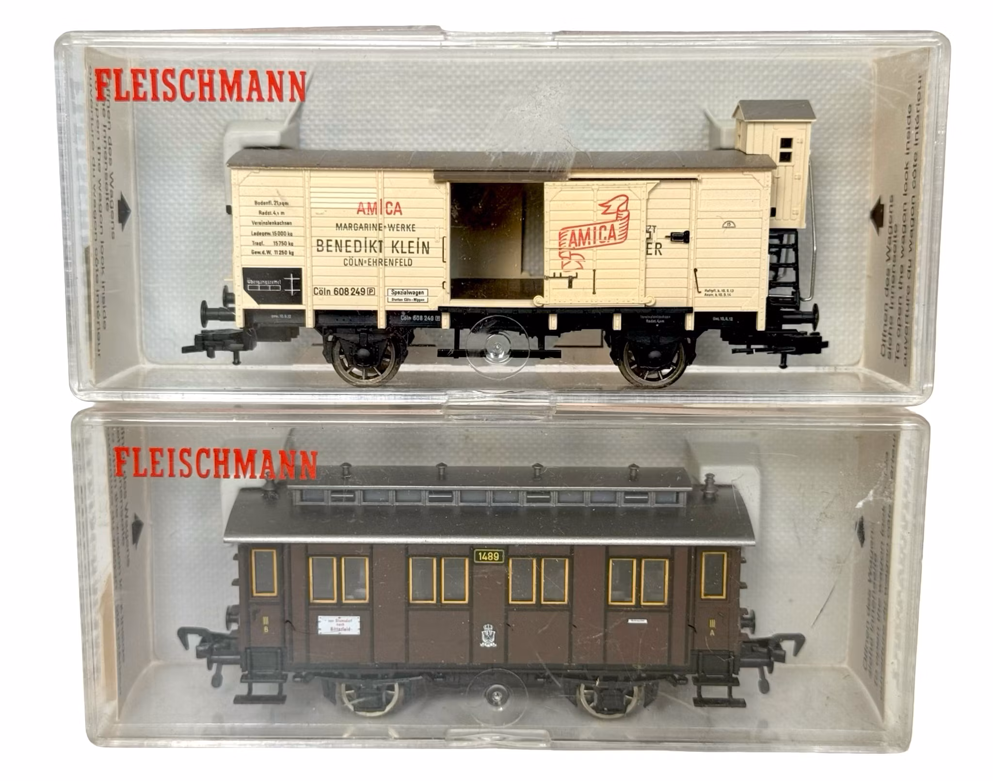 2 pièces, Fleischmann 5820, 5822 échelle H0, wagons de chemin de fer miniatures