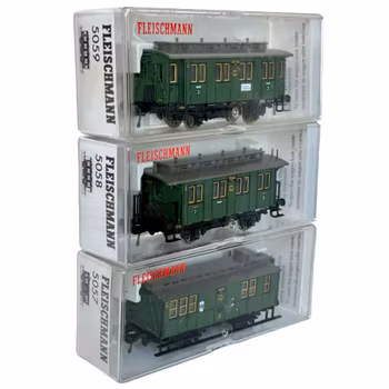 3 st, Fleischmann 5057, 5058, 5059 H0 skala, Modelljärnvägsvagnar