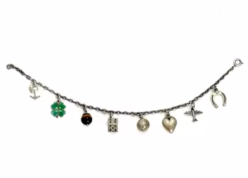 Vintage FBM silver 830 Armband länk med 8 berlocker, Tyskland