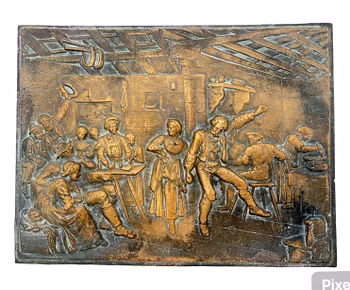 Väggrelief Bronsrelief Scen i krogen, 1800-talet