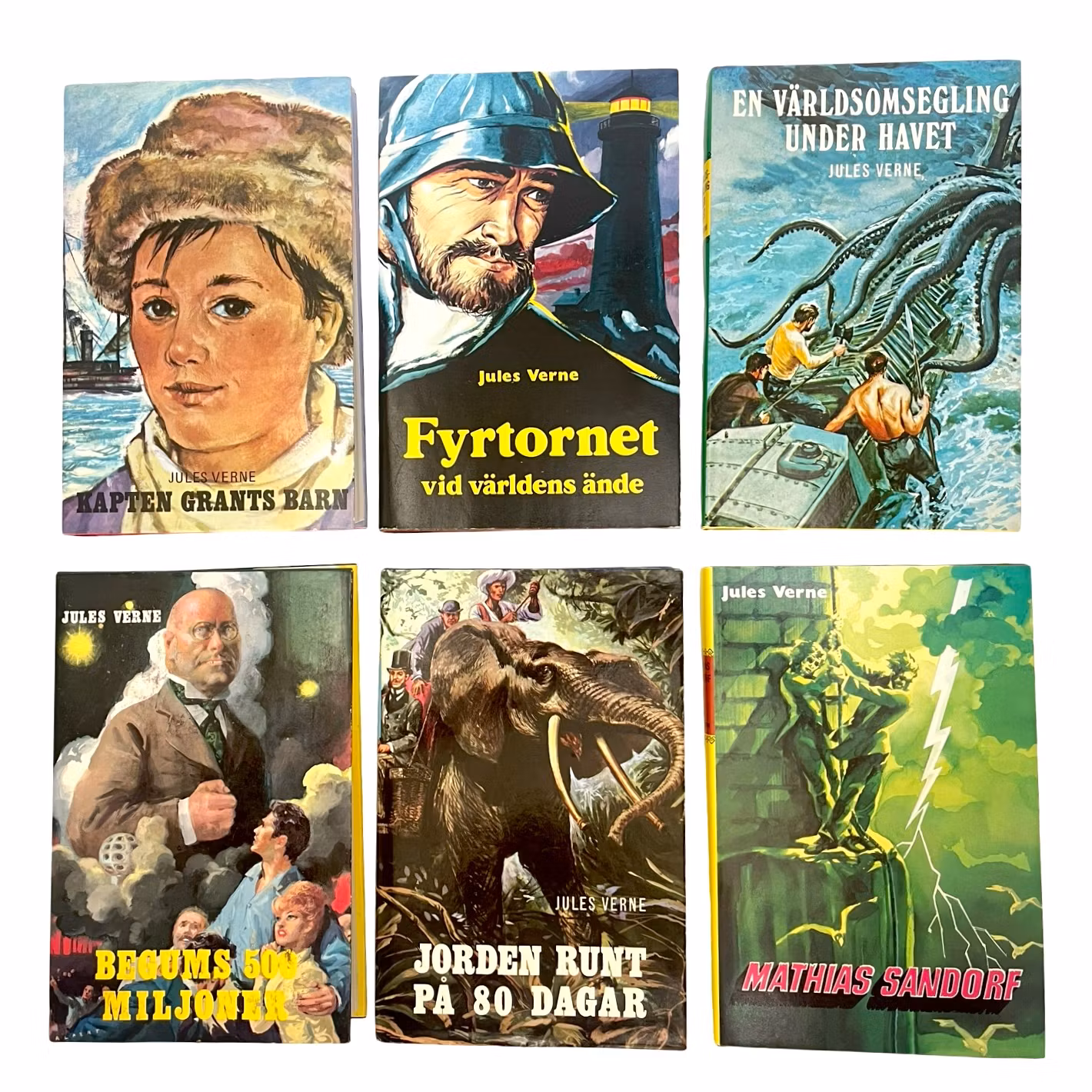 6 szt., książki Jules Verne
