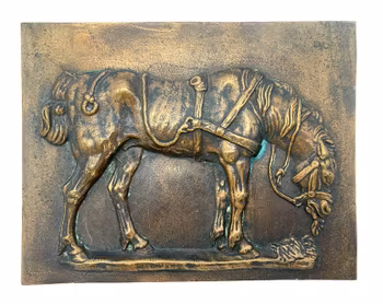 Väggrelief Bronsrelief Scen med hästmotiv, 1800-talet