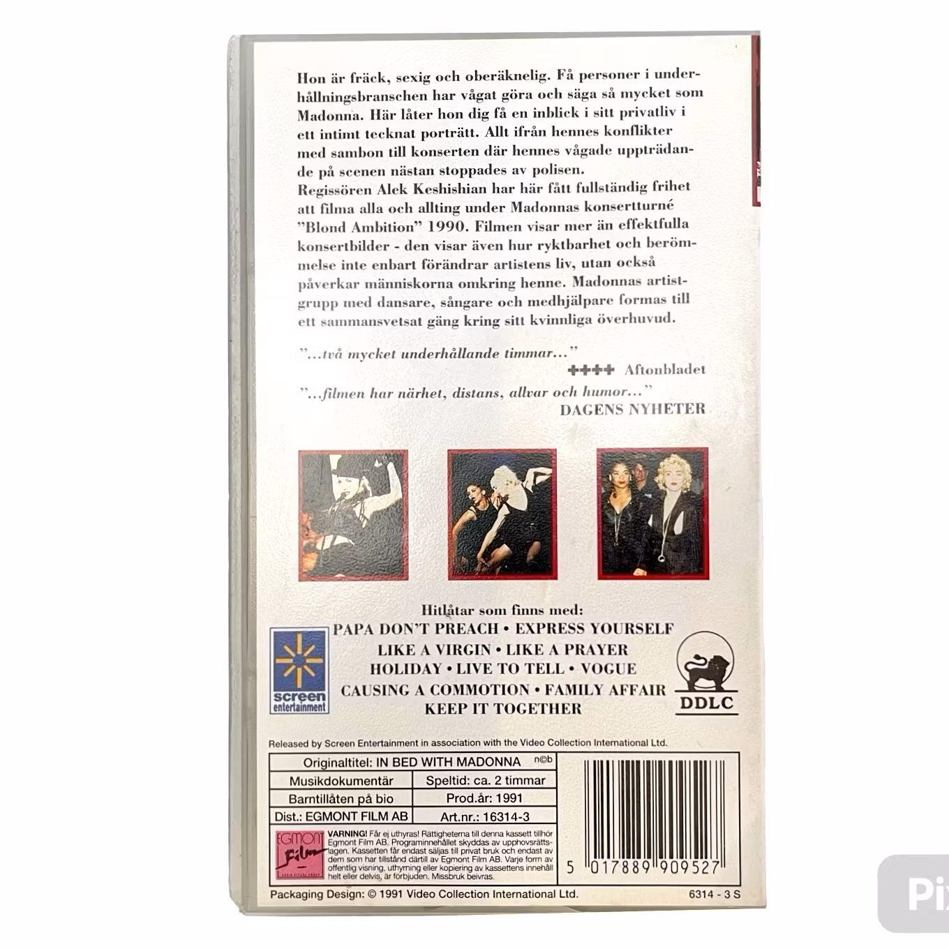 Au lit avec Madonna, vidéo VHS