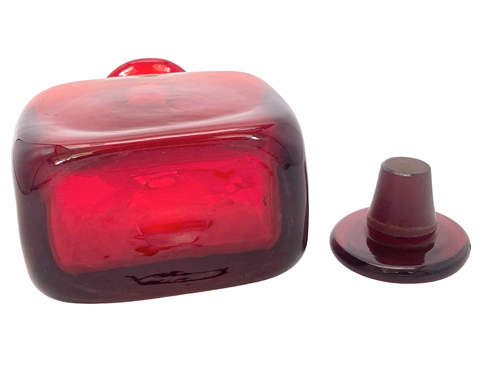 Rote Glasflasche, Kunstglas