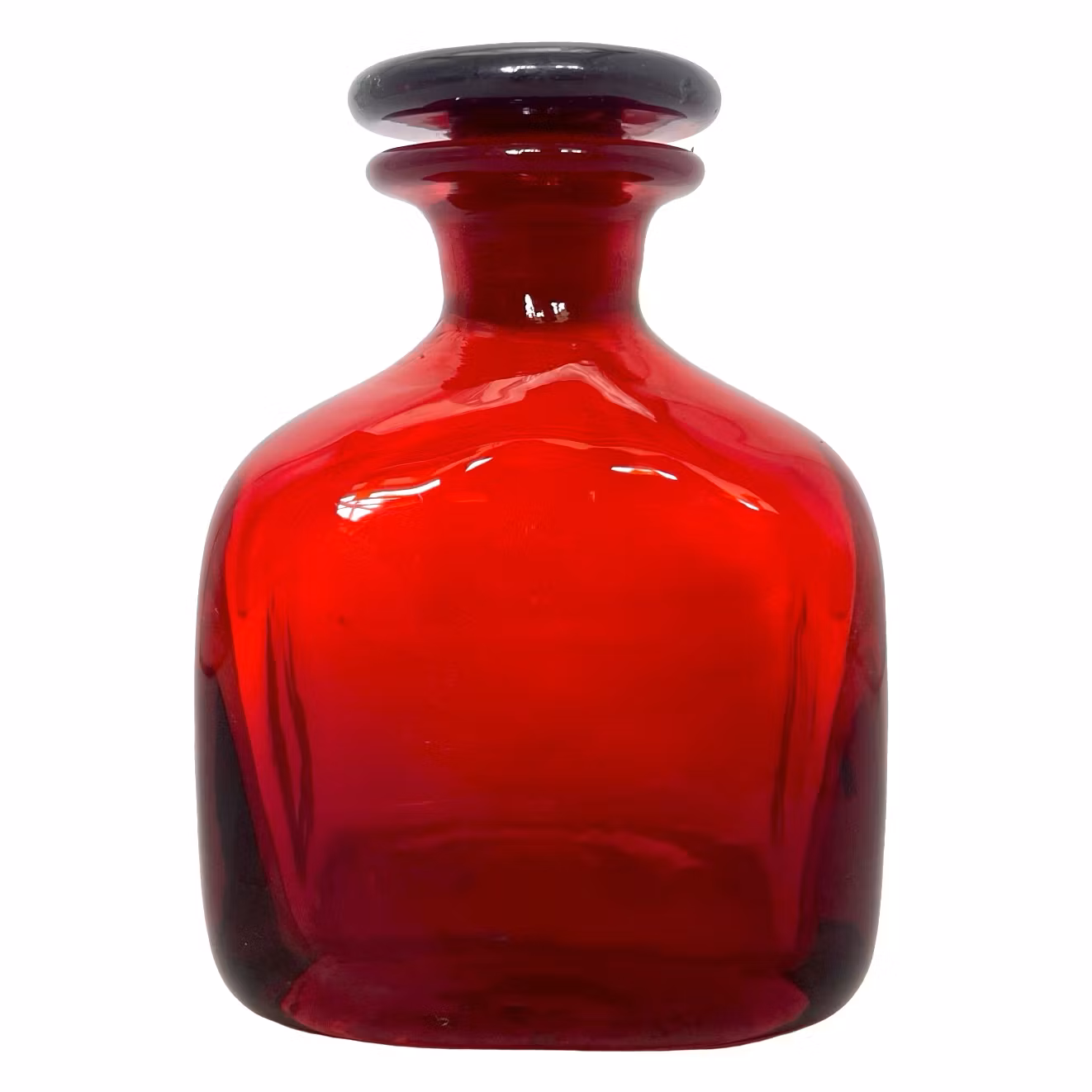 Rote Glasflasche, Kunstglas