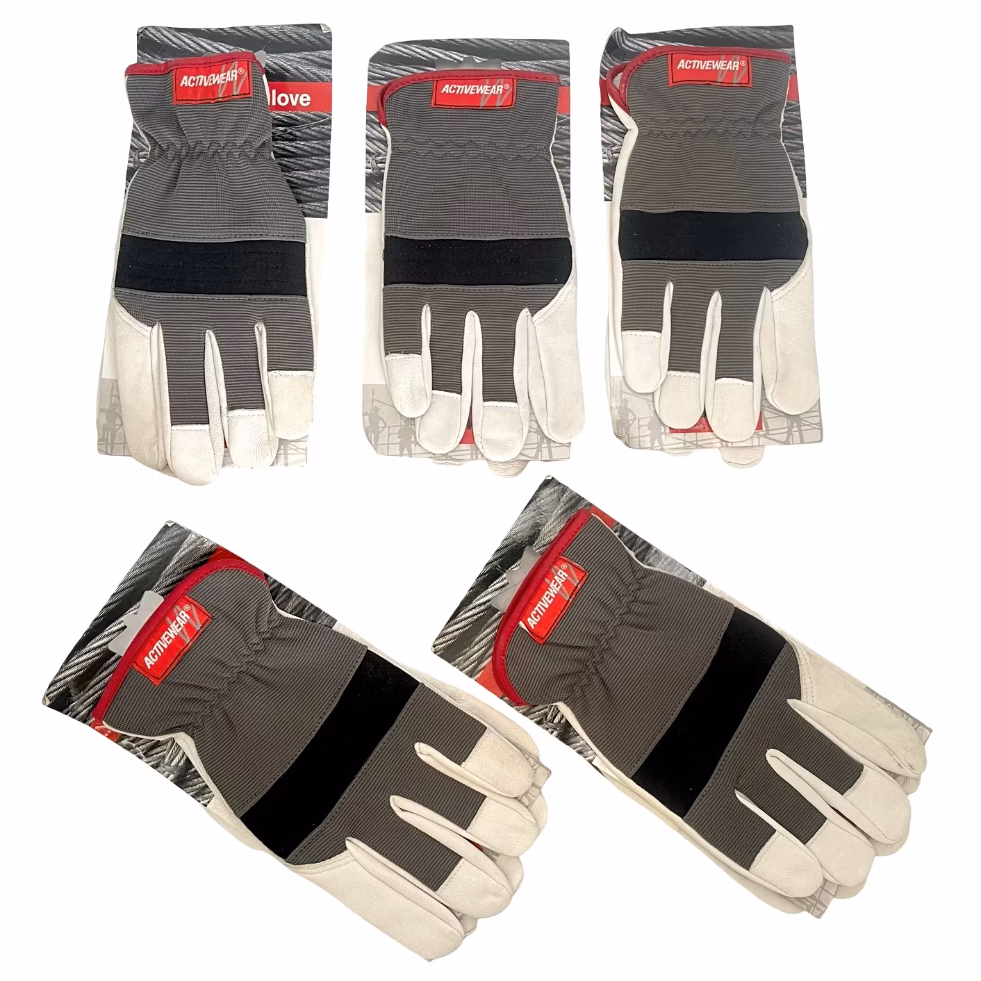 5 paia di guanti da lavoro Activewear, taglia 9 e 11