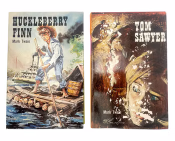 2 BÖCKER - Huckleberry Finn & Tom Sawyer av Mark Twain