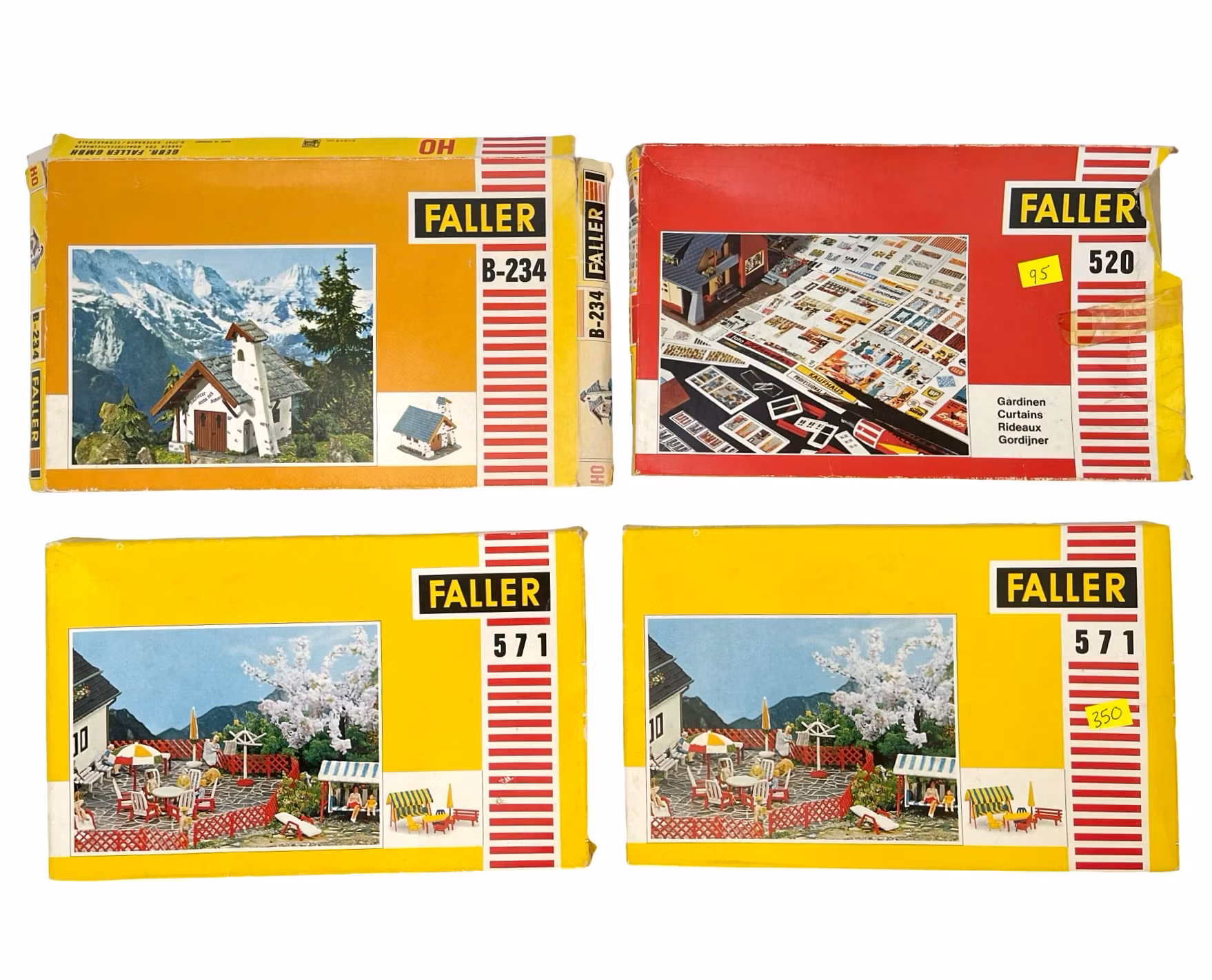 16 st, Faller HO skala, Hus & dekorationer