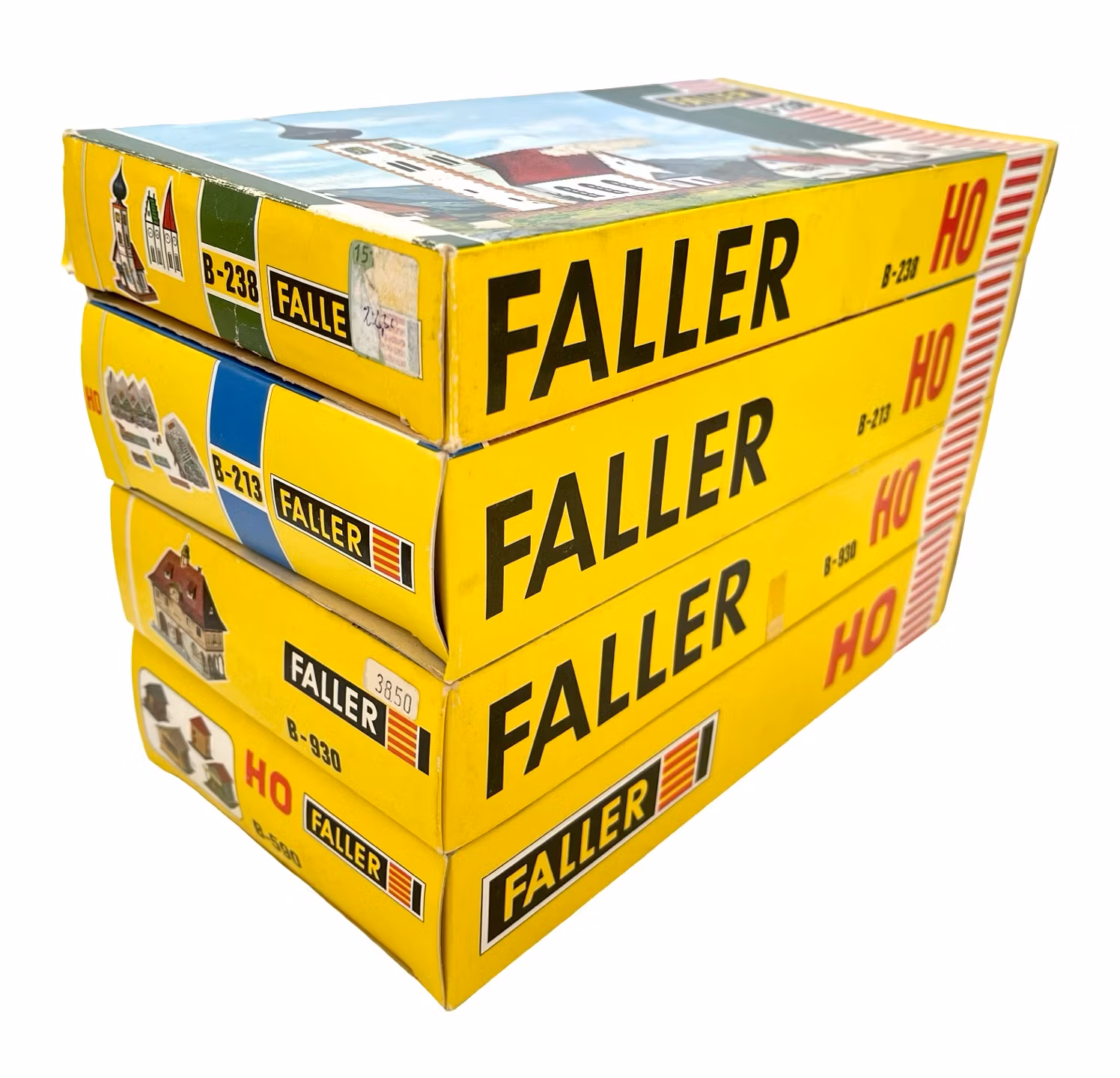 4 st, Faller B-213, B-238, B-590, B-930 HO skala, Hus & dekorationer