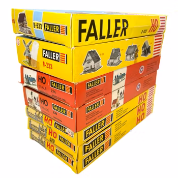 7 st, Faller HO skala, Hus & dekorationer B-933 m.m.