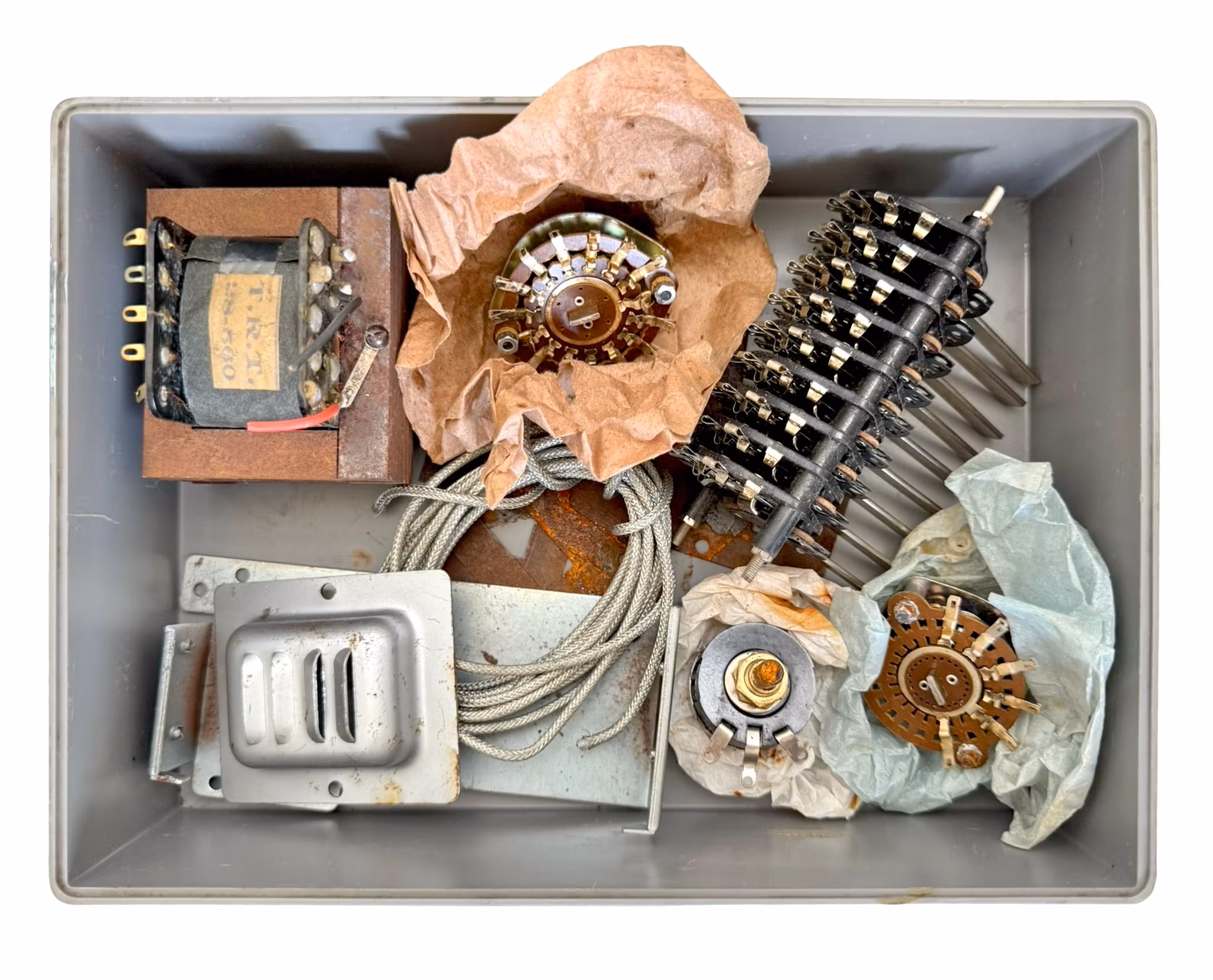 Vintage Transformator, wafer Switch m.m.