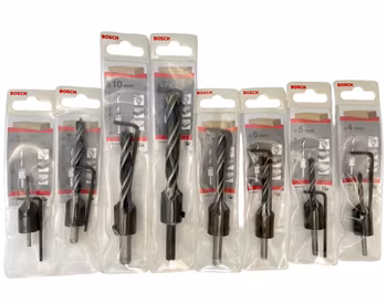 24 st, Bosch Tillbehör, HSS - Borrbitar, Träspiralborr med försänkare borrar m.m.