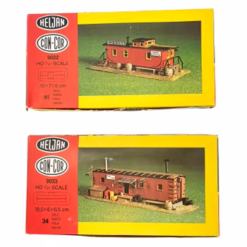 2 st, Heljan 9032, 9033 HO skala, Hus & dekorationer