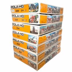 7 piezas, escala HO de Pola, casas y decoraciones, envueltas, sin usar