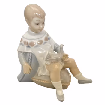 Figurin, Lladro, Pojke med duva, porslin, Spanien