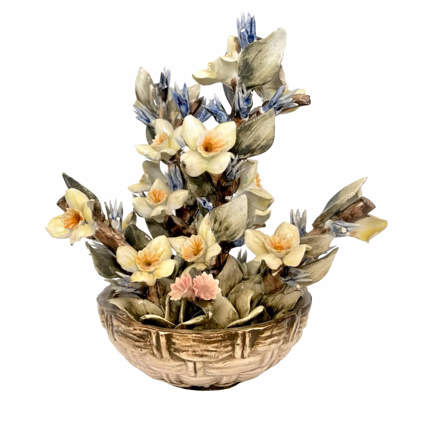 Bordsdekoration, porslin, i form av blommor, Capodimonte, Mollica, Italien