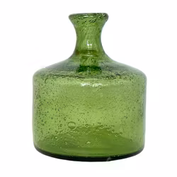 Erik Höglund, Boda, flaske/vase, grønt glass, Signert