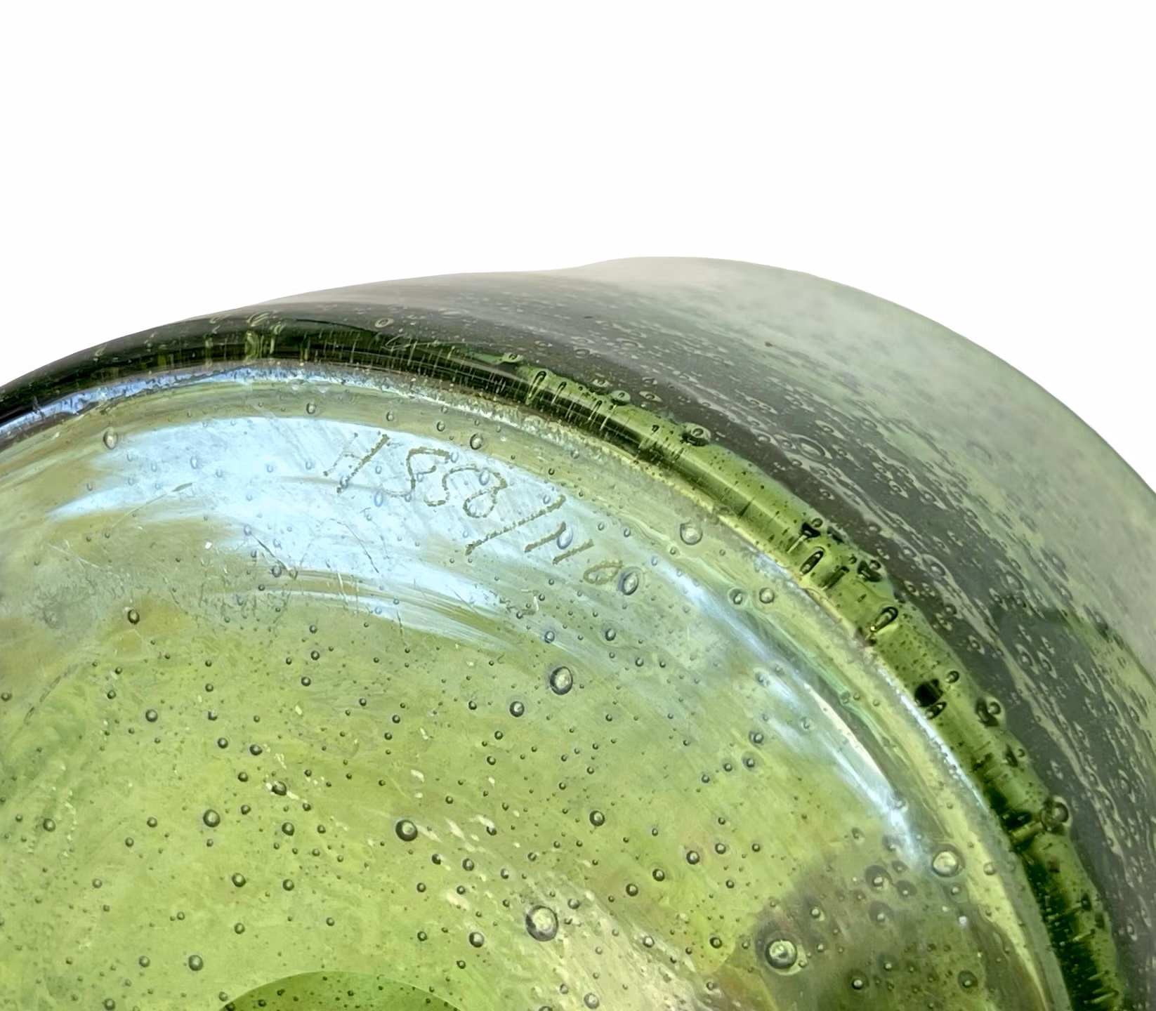 Erik Höglund, Boda, bottle / vase, green glass, Signed