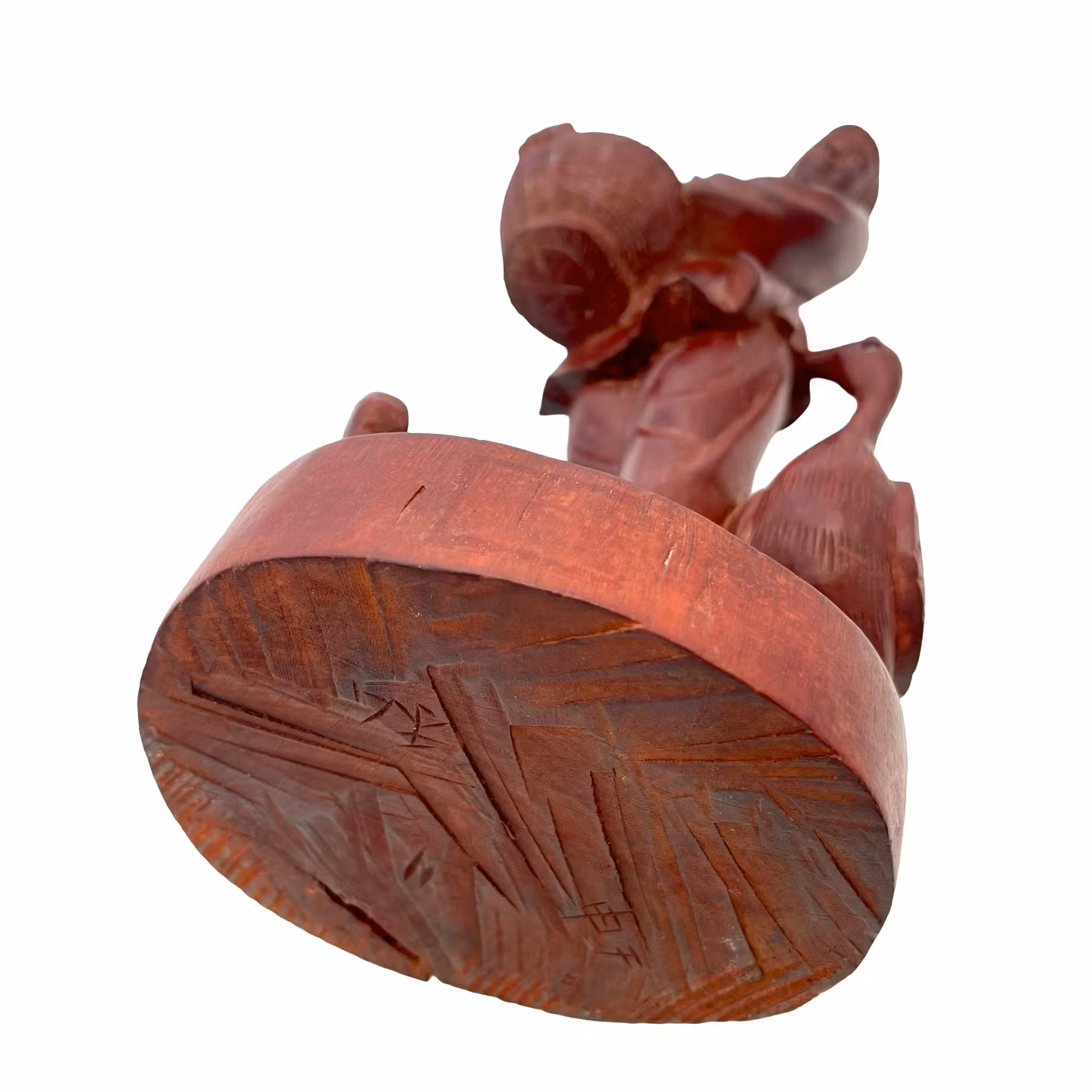 Rzeźba z palisandru chińskiego, Figurka z drewna, Hodowla gęsi, Sygnowana