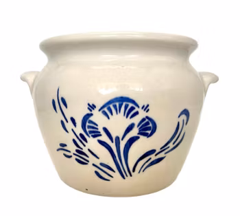 Antik kruka med blomsterdekor blå/vit, Rörstrand