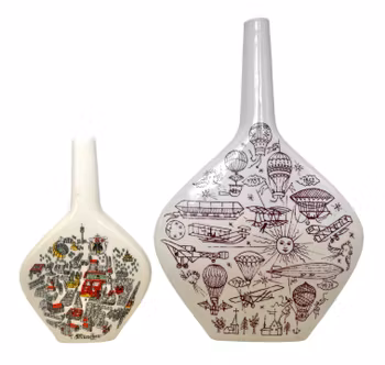 2 st, Anton Riemerschmid Vaser / Flaskor porslin. Tyskland