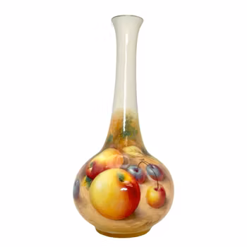 Royal Worcester Liten Vas Dekorerad Frukt av Ricketts, Signerad, England
