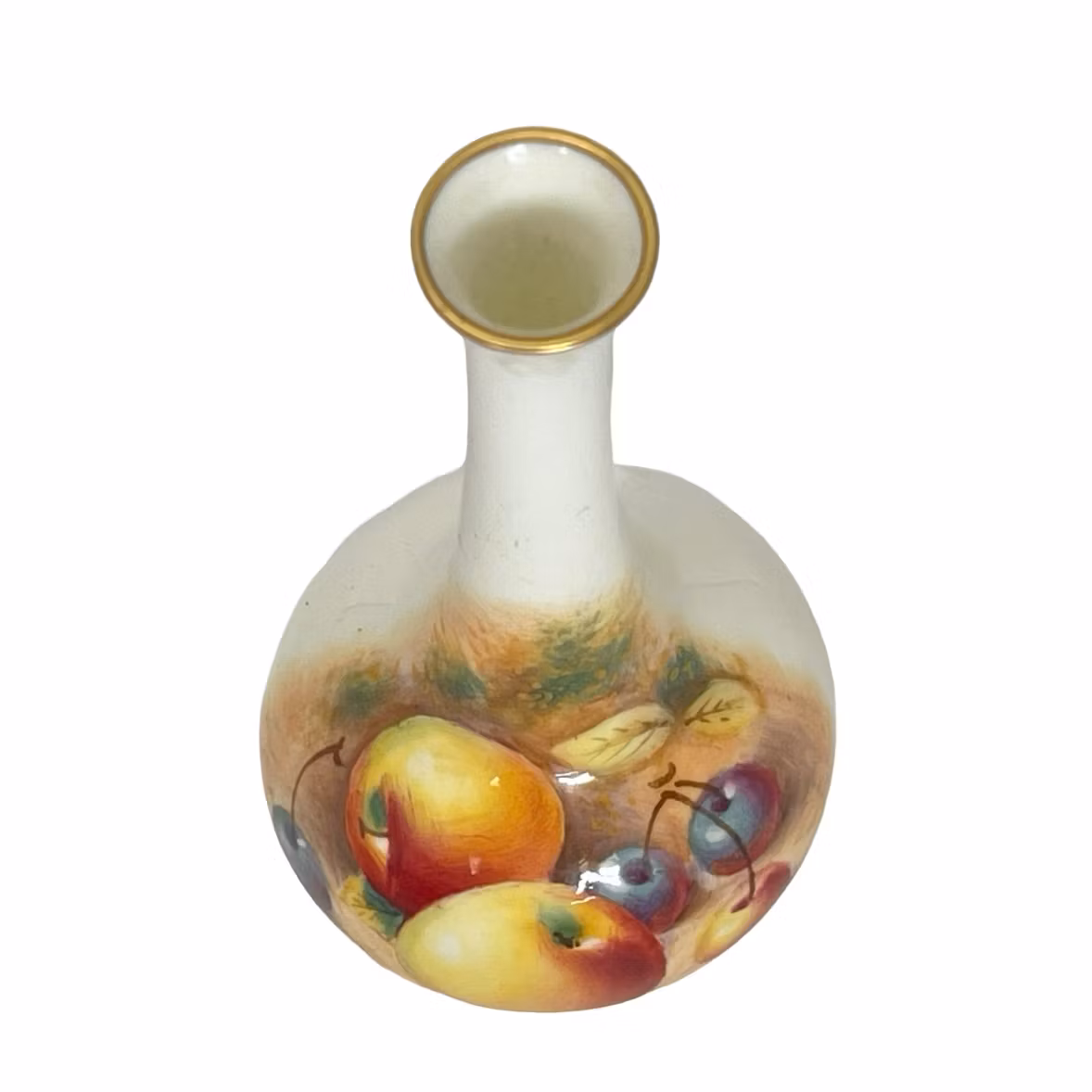 Royal Worcester Small Vase Decorated Fruit by Ricketts, Signed, England