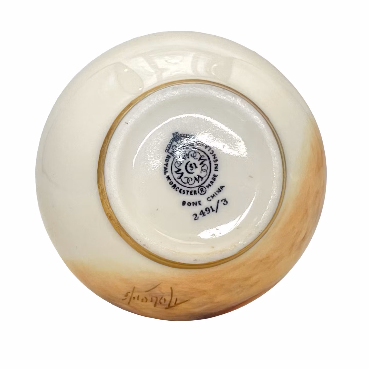 Royal Worcester Small Vase Decorated Fruit by Ricketts, Signed, England