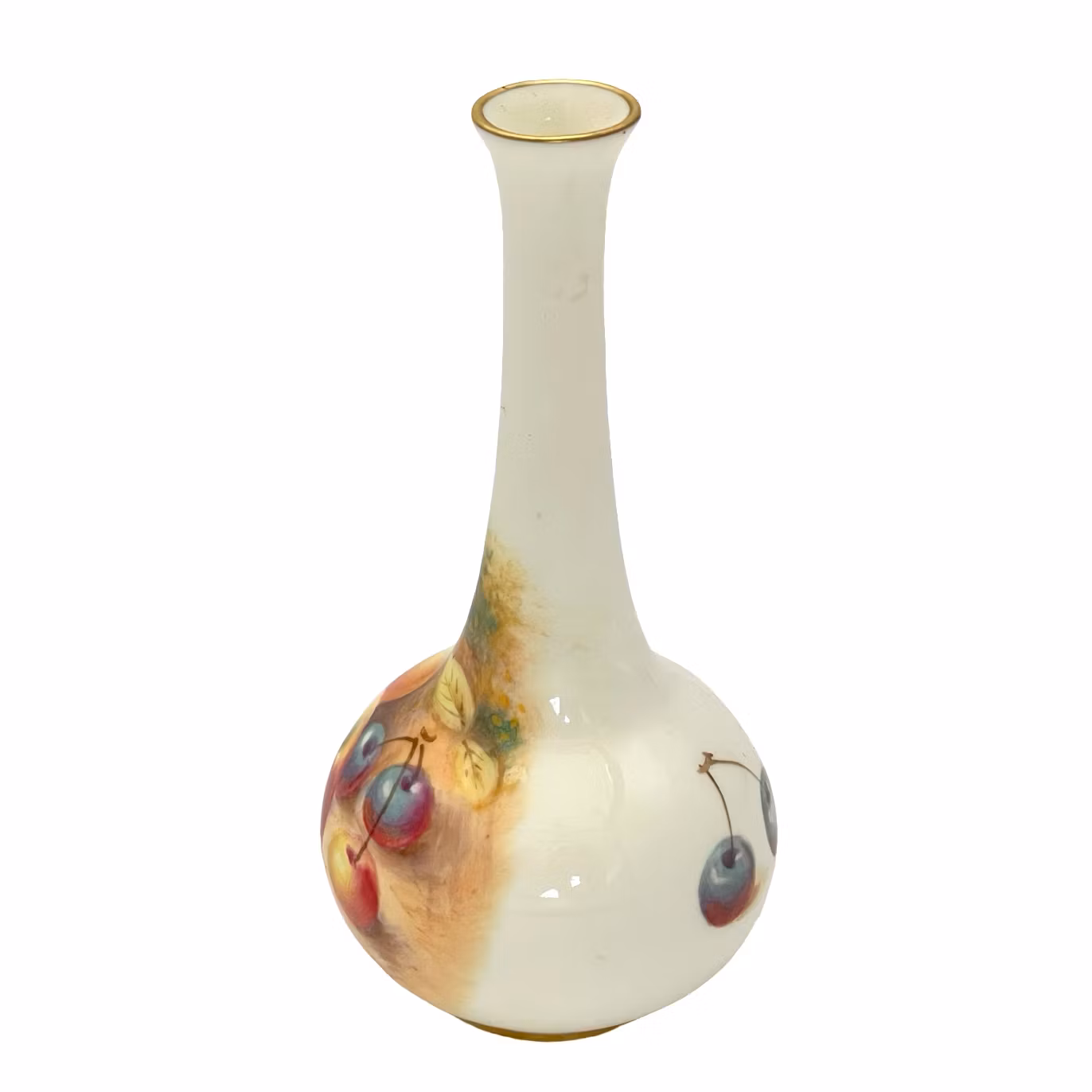 Royal Worcester Small Vase Decorated Fruit by Ricketts, Signed, England