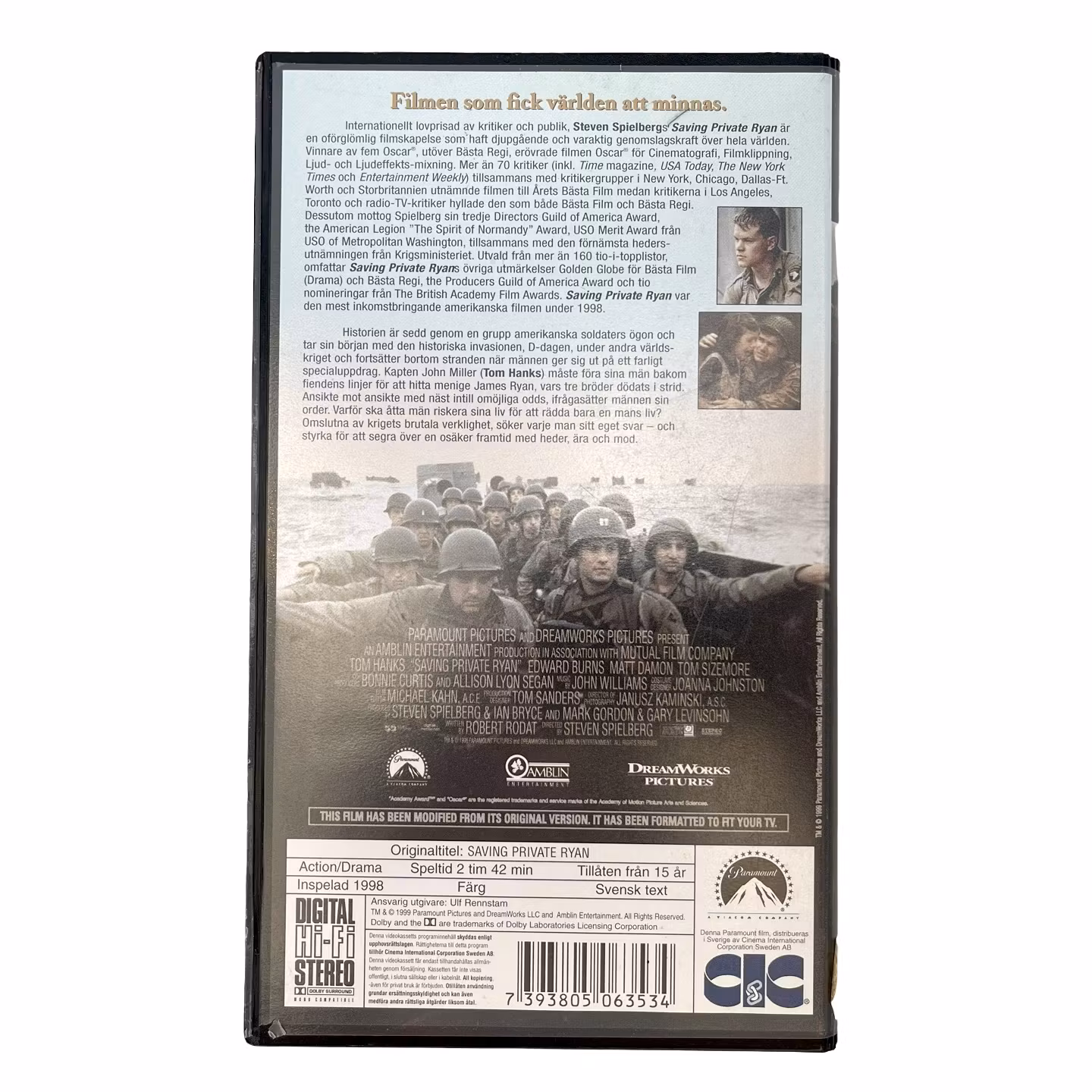 Il faut sauver le soldat Ryan, vidéo VHS emballée