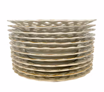 12 st Vintage Fruktassietter, Porslin assietter med bruten kant