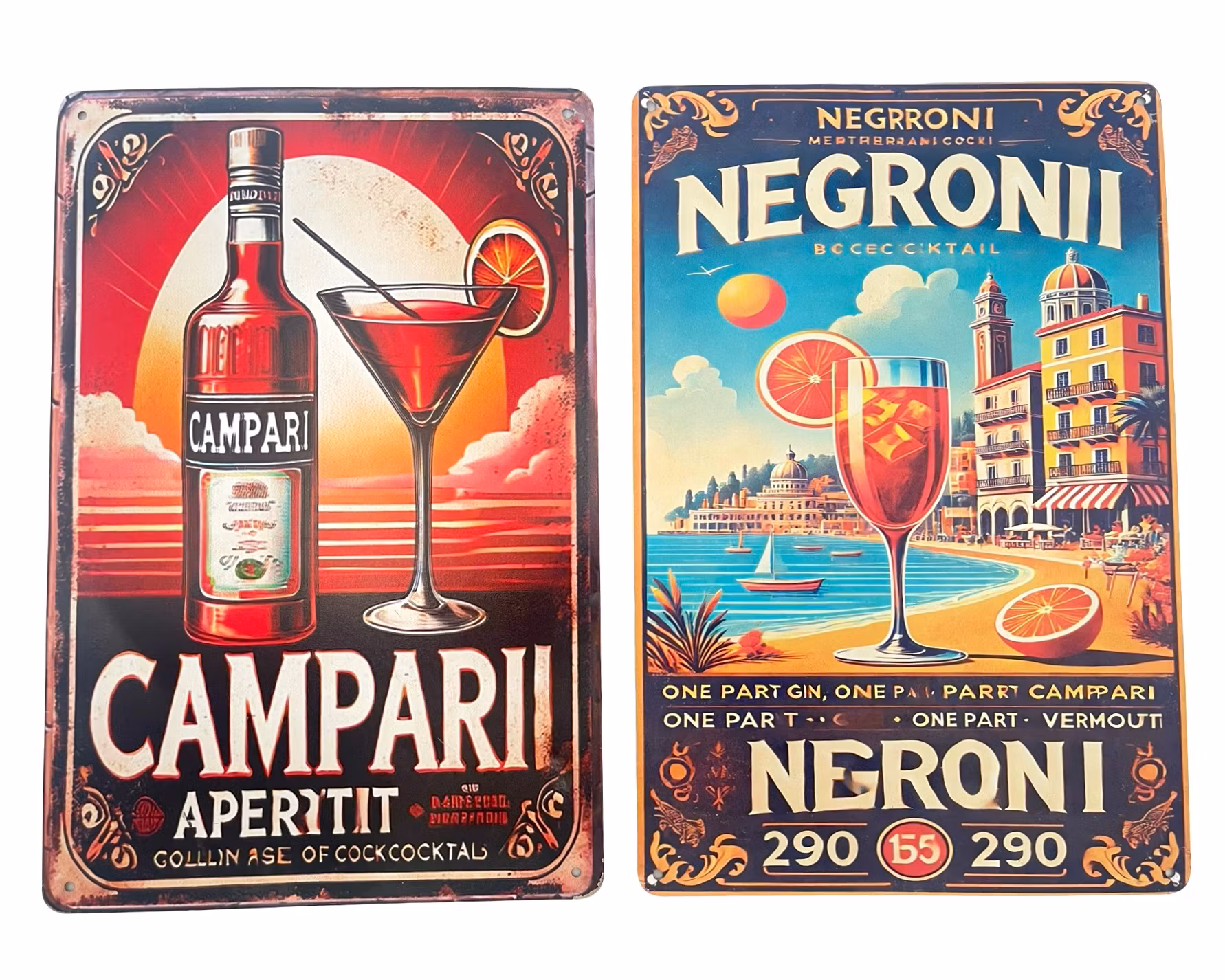 10 kpl, Vintage-italialainen taidekoristeet, Alumiininen seinäkyltti, Italia