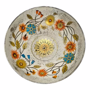 Baret Ware piedestal skål i plåt, England