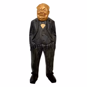 Gunnarsson träfigur, Winston Churchill, Snidat & målat trä