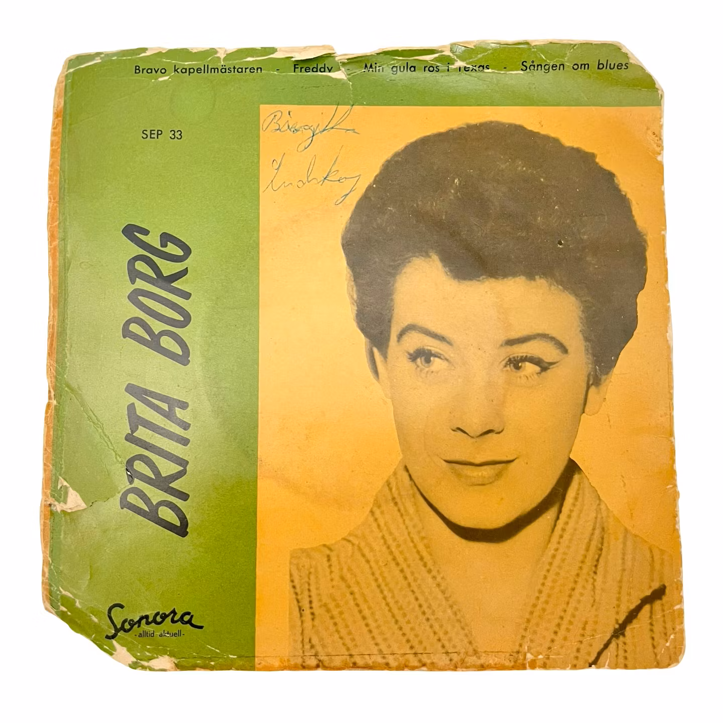 Brita Borg - Bravo kapellmästaren, EP Vinyl med autografer