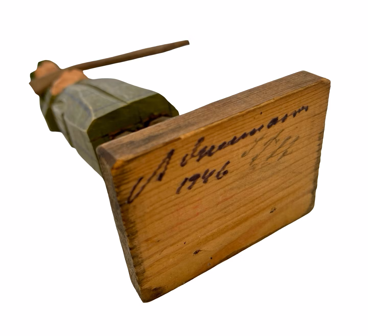 Gunnarssonin puinen veistos, Kuningas - Kustaa V hirvenmetsästyksestä, veistettyä ja maalattua puuta, signeerattu, päivätty -46