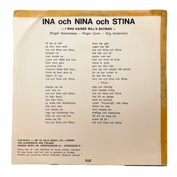 Sonja Stjernquist – Ina Och Nina Och Stina, Vinyl EP