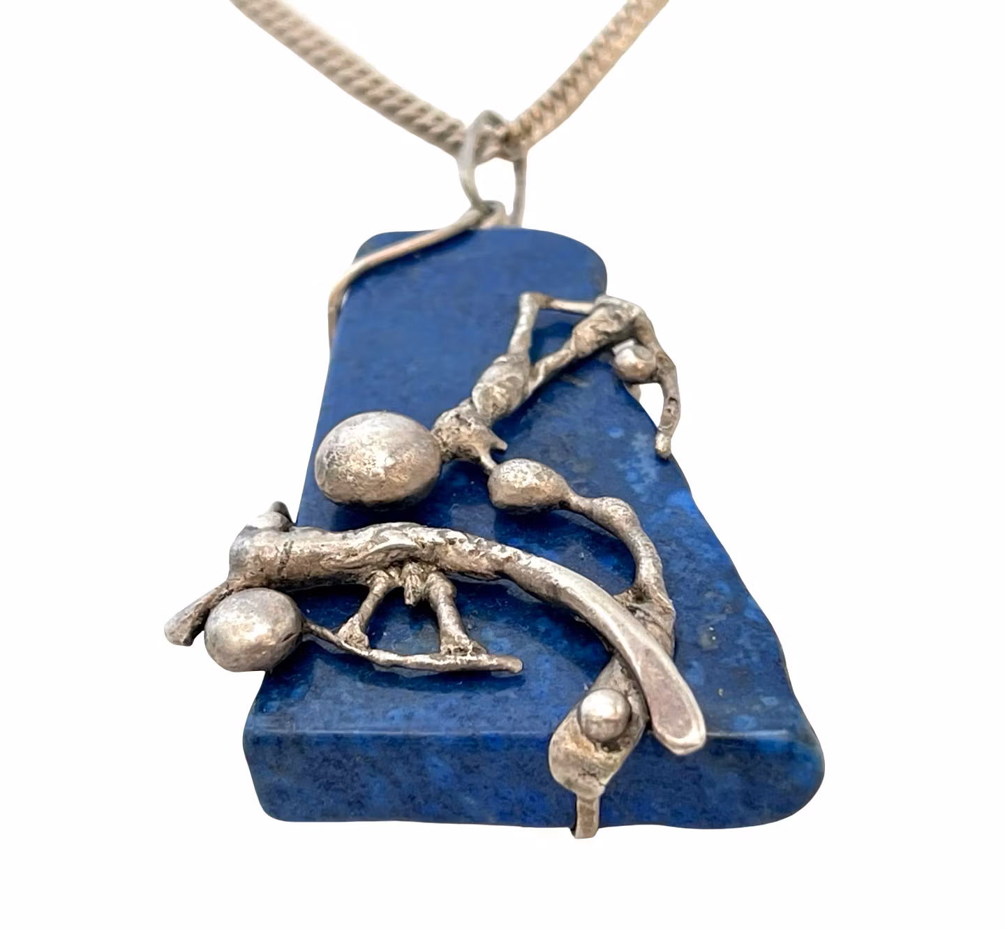 Vintage sterling Silver halsband med Lapis lazuli