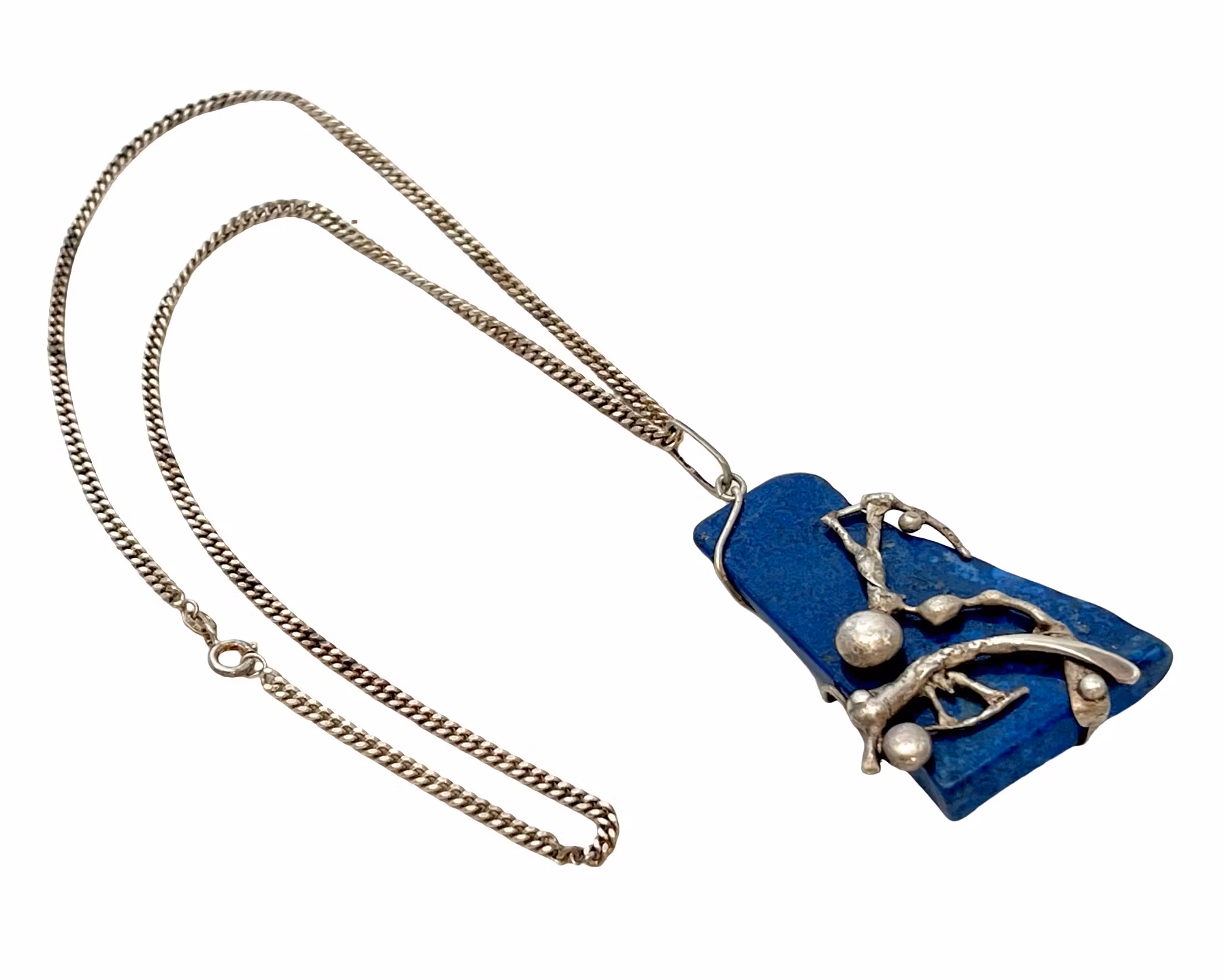 Vintage sterling Silver halsband med Lapis lazuli