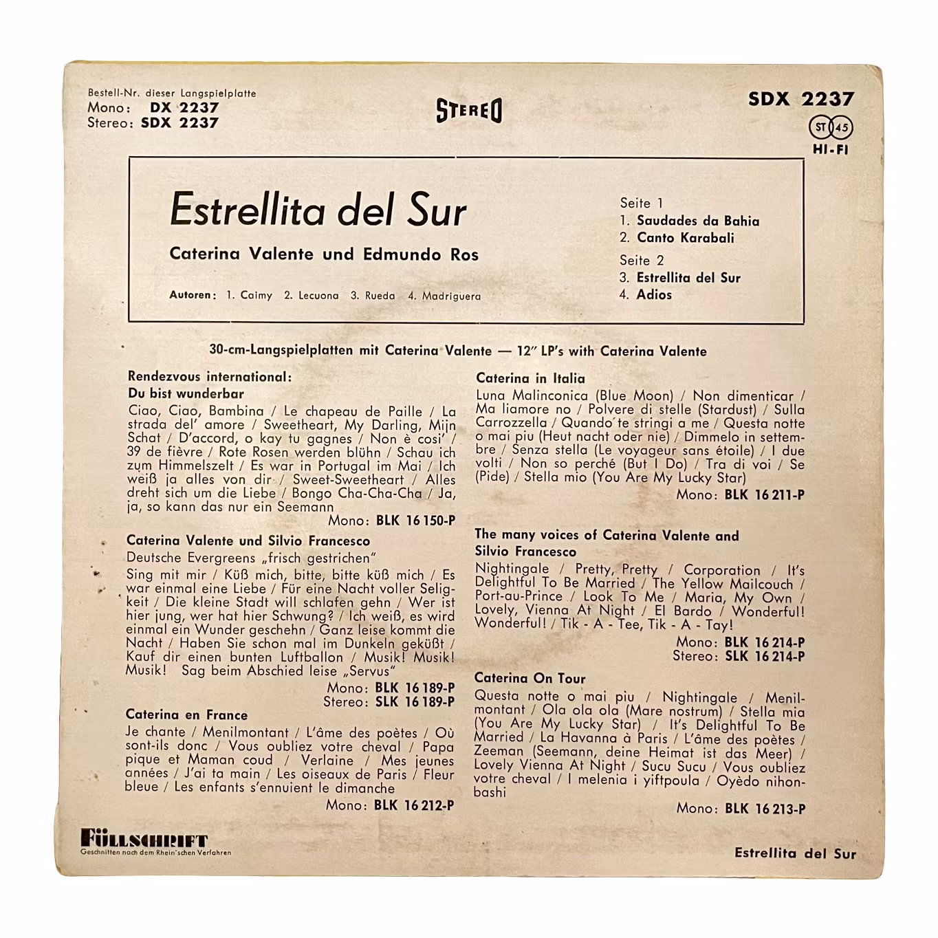 Caterina Valente & Edmundo Ros - Estrellita del Sur, Vinyl EP