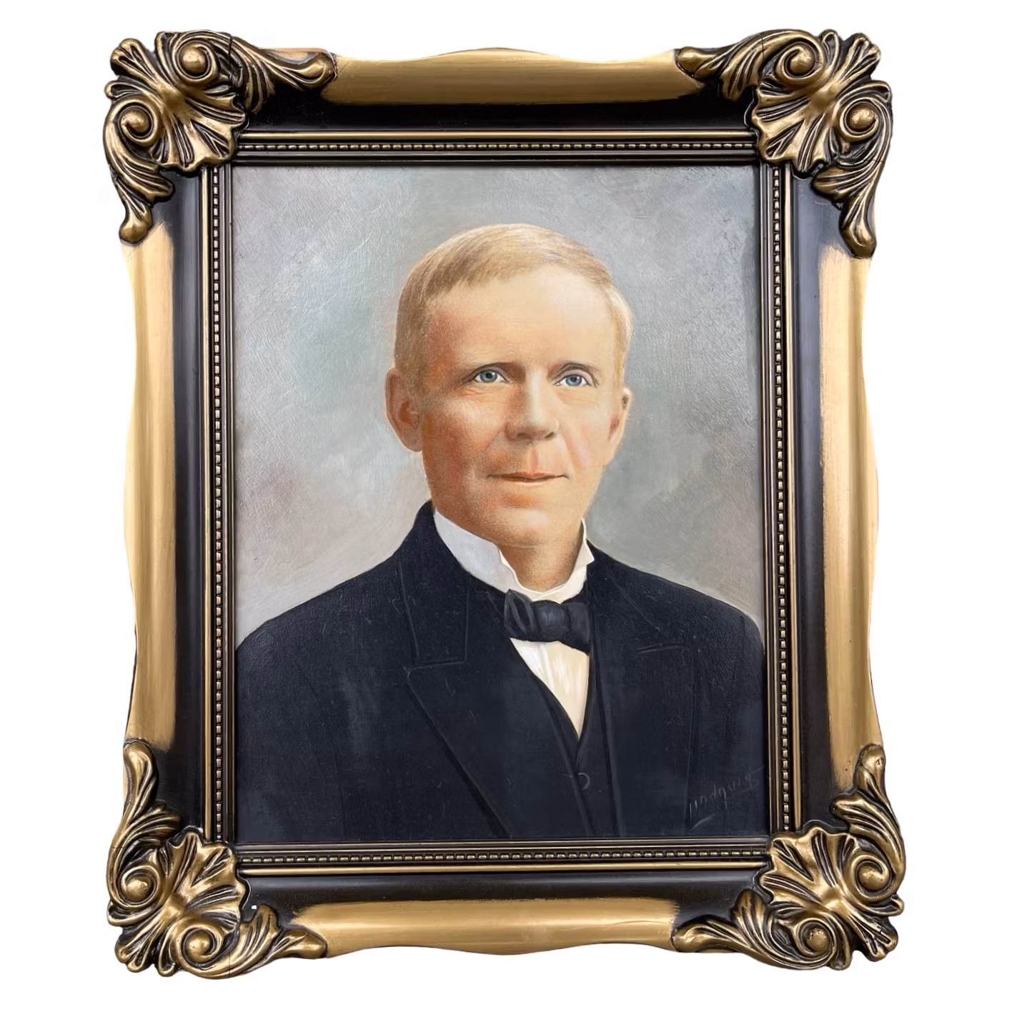 Niezidentyfikowany artysta, olej na płótnie (2) Portret, sygnowany Lindquist